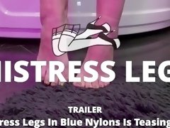 Wet and sexy blue nylon Mistress feet tease you trailer