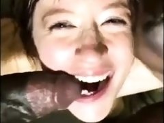 Slutty brunette teen fucked and facialized by black bulls