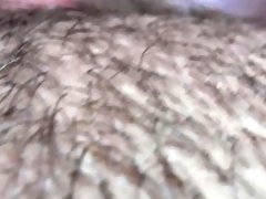 Extreme close up on my hairy big clit pussy