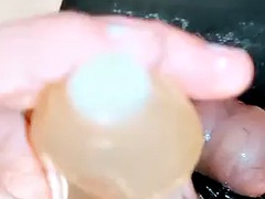 Erika Oak piss and cum in Fleshlight with condom on