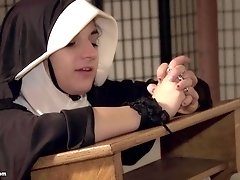 Sinful nun gets ass fucked hard while praying bent over