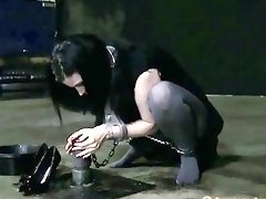 Chained slut Crystal Frost loves to be roughen up BDSM