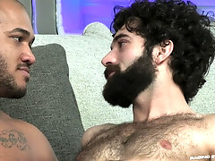 Tattooed bearded gay dudes gobble up each others dicks in a hotel