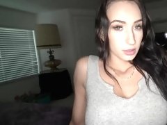 HD POV video of brunette Alessia Luna sucking a large penis