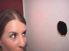 Real whore wife swallows at gloryhole