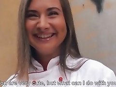Sexy Russian cook flashing and anal fuck