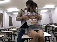 Gorgeous Oriental teen gets drilled hard in the classroom