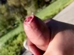 Outside Uncut Dick Play With Cum Shot